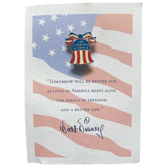 4 Vintage Walt Disney Company Let Freedom Ring Pin 9/11 Remembrance Pins w Cards - Picture 4 of 7